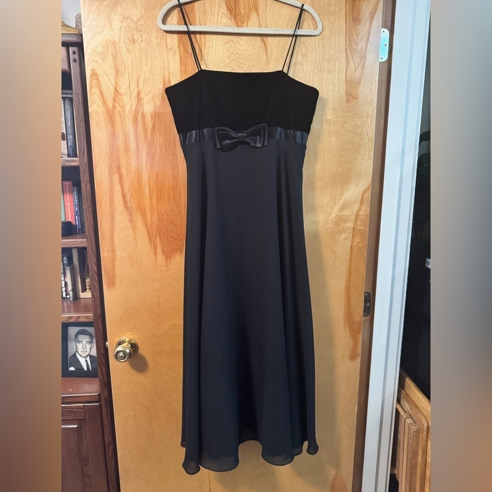 VTG Nightway Collections Formal Midi Dress Velvet Y2K Size 10 Black EUC
